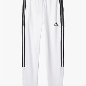 Adidas Kids White Joggers with Black Stripes